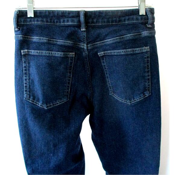 H & M Women's Mid Rise Dark Wash Straight Leg Zip Front Blue Jeans Size 12 - Picture 5 of 8